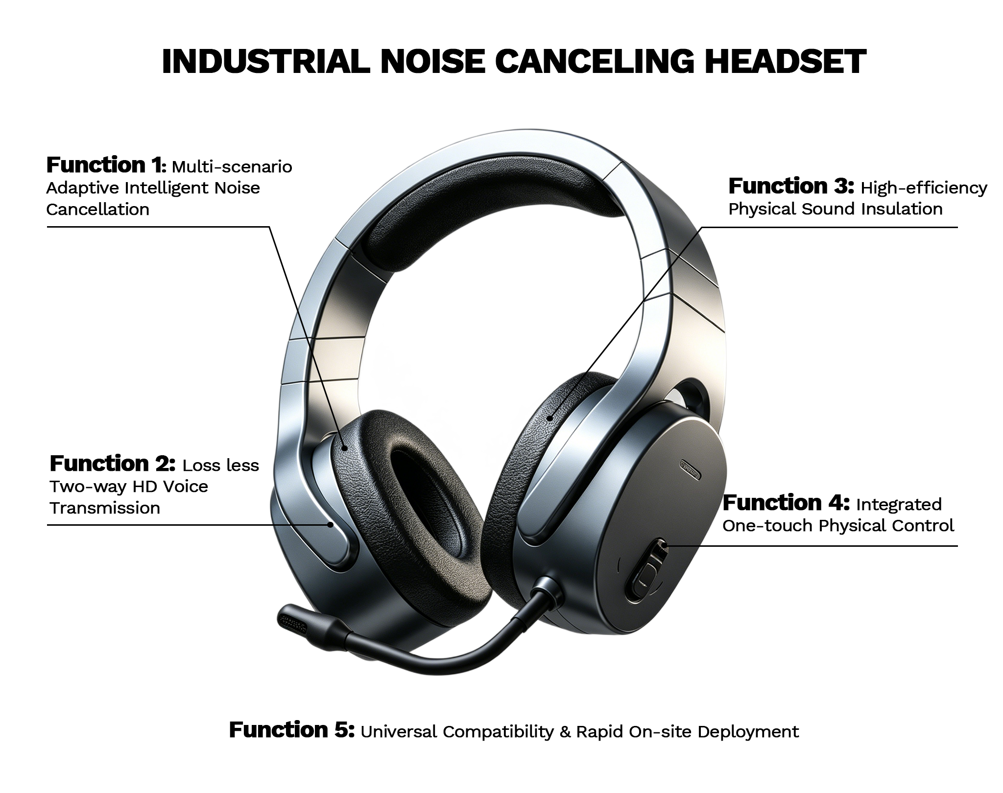 Ribri ClearCom Industrial Active Noise Canceling Headset
